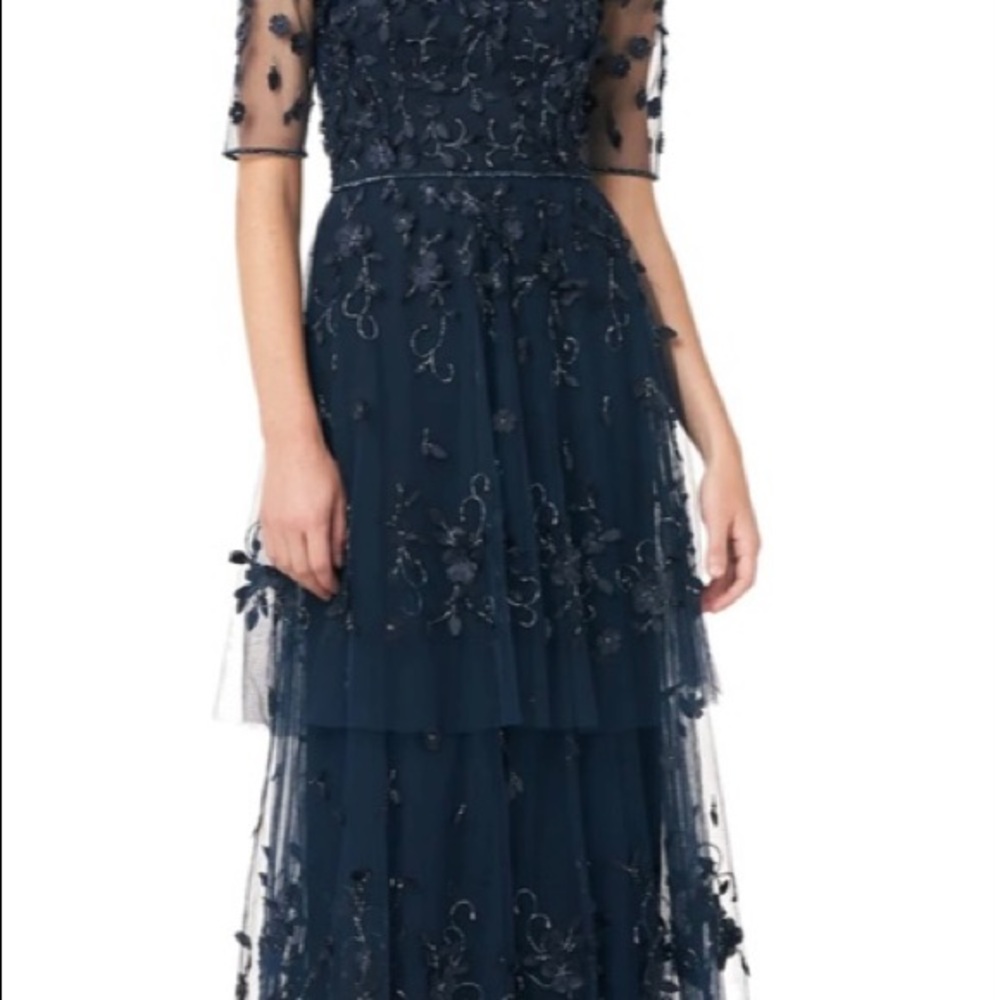 Theia 3-Tiered Beaded Gown